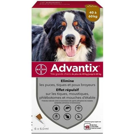 ADVANTIX Hund Antiparasitenlösung Sehr große Rasse 40 bis 60kg 6 Pipetten