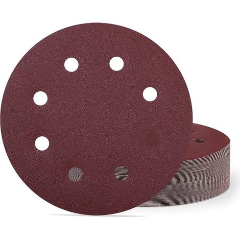 Lot de 40 disques abrasifs auto-agrippants 180 mm – Grain 120 – 8 trous pour ponceuse murale – Finition professionnelle pour bois dur (1/5)
