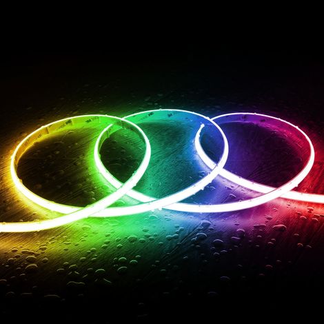 Striscia LED RGB 220V WCOB 420 LED/m 15W/m SILICONE FLEX Larghezza 12mm IP65 Taglio su misura da 50cm Telecomando IR 25 m (1/2)