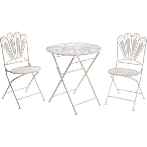 Bistro Set klappbar PAVIA Metall Cremeweiß