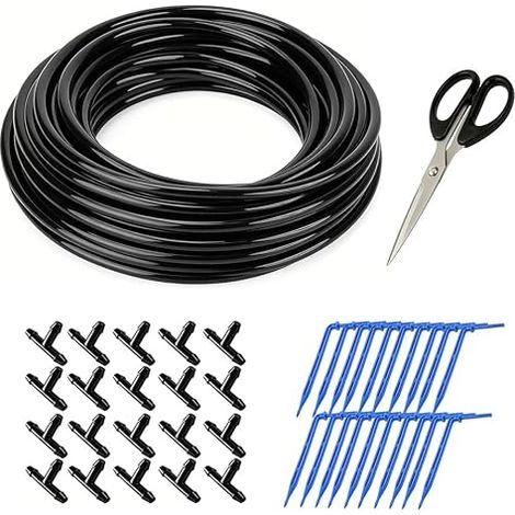 Garden Irrigation System 3/5mm Automatic Watering Hose with 20 T-Connectors + 20 Drippers for Outdoor Garden, Balcony, Potted Plants and Greenhouse (1/5)