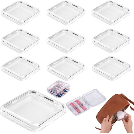 Boîtes de rangement lot de 10 avec fermeture à pression - boîtiers anti-poussière pour bijoux et nail art, 8,5 x 1,8 cm (1/5)