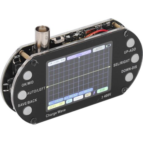 Oscilloscope numérique 2.5MHz échantillonnage, écran TFT 2,4 pouces résolution 320x240, afficheur de forme d'onde, testeur de signal transistor. (1/5)