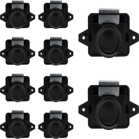 Bouton Poussoir Verrou - Loquet Sans Clé Pour Armoire - Épaisseur Porte 15-18 mm - Fixation 64,62 mm - Lot de 10