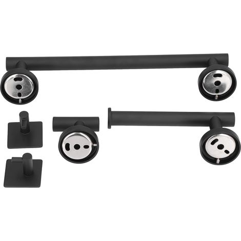 Porte-serviettes en acier inoxydable, bords lisses, rangement ordonné, antirouille, étagère à serviettes pour salle de bain, dressing, cuisine, chambre, noir, ensemble de cinq pièces (1/5)