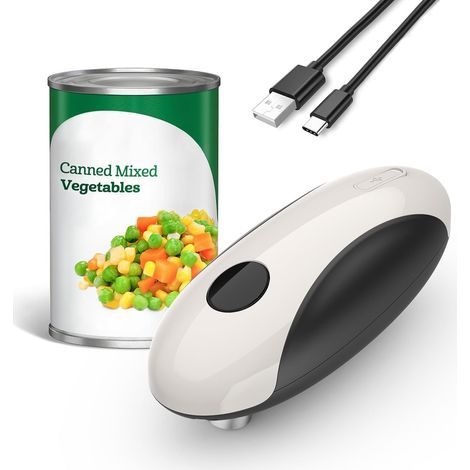 Ouvre-boîte électrique, Ouvre-boîte rechargeable pour les personnes souffrant d'arthrite, Bord lisse, Sécurité alimentaire, Ouvre-boîte à coupe latérale, Ouvre-boîte automatique à une touche (1/4)