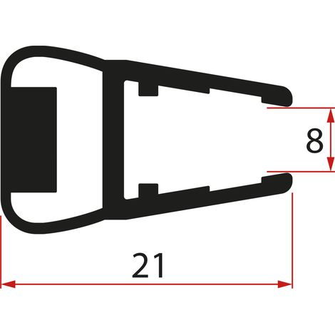 Joint magnétique plat pour verre 8mm, 2000mm, noir (1/2)