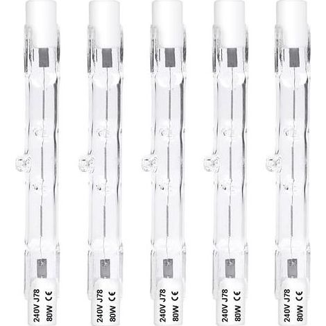 Dimmable R7S 78mm 80W Ampoule Halogène Crayon AC220-240V 1390lm J78 Projecteur Halogène Linéaire pour l’éclairage de paysage, sécurité, lampadaire (Lot de 5, Blanc Chaud 2800K) H450 (1/5)