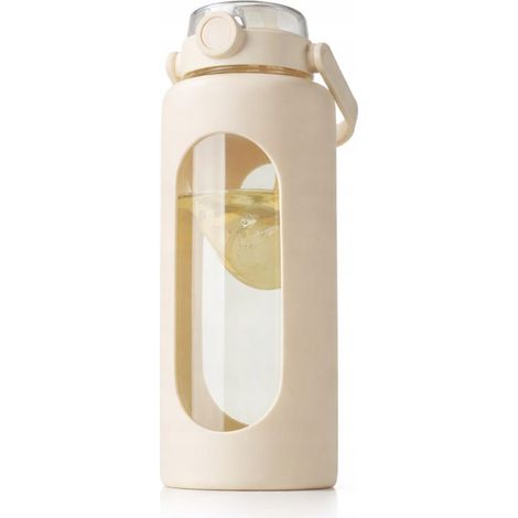 Botella deportiva de vidrio de 1,8 l para agua en el gimnasio con soporte para teléfono (1/5)