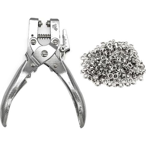 Lourd devoir 5mm perforateur monotrou et pince à riveter à oeillet ensemble avec 200 rivets carton ceinture en cuir tissu mince en plastique, goujon en métal poinçon kit (1/5)