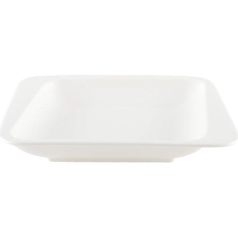 Assiette Creuse Rectangulaire en Porcelaine Blanche Anna 20,5 x 18,2 x 3,1 cm - PANGIVO (1/2)