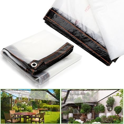 Transparente Plane Wasserdichte mit Ösen für Gartenmöbel Gewächshaus Pet Hutch Dach Balkon (200x500cm)