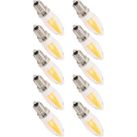Lot de 10 ampoules à filament long E12 de 3 W (110 V CA) pour lustre ou plafonnier, blanc chaud (1/5)