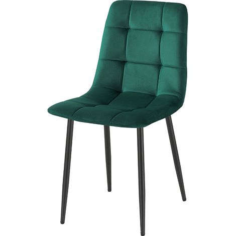 Juego de 4 sillas de comedor y cocina de terciopelo con efecto acolchado Corfù Stock - Verde oscuro (1/5)