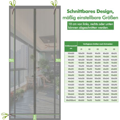 Sekey Insektenschutz Fliegengitter Moskitonetztür Zuschneidbar Türvorhang für Tür 90x210cm, Grau