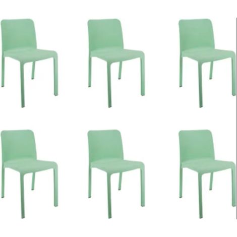 Lot de 6 chaises de jardin empilables en résine coloris vert - Longueur 48 x Profondeur 53 x Hauteur 80 cm (1/3)