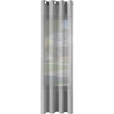 WOLTU 1er Gardinen Leinenoptik Vorhänge Halbtransparent Gardine mit Ösen für Schlafzimmer Wohnzimmer 135x245 cm Grau