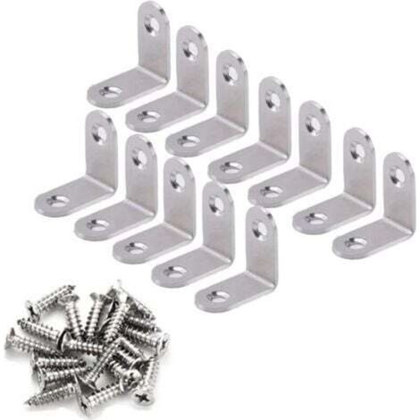 Angle Droit Support Inox 90 Degrés Support De Coin support d'angle en forme de L Fixation Équerre Livré Argent 20 Pièces 30 30 16mm (1/4)
