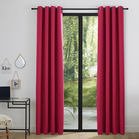 Lot de 2 rideaux occultant rouge 140 x 260 cm (1/4)