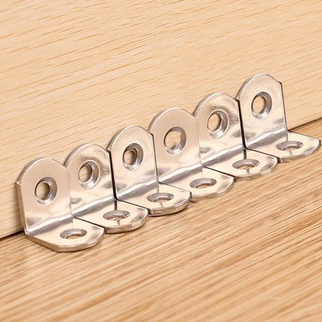 Lot de 6 équerres d'angle à 90° en acier inoxydable pour étagères et armoires avec vis, 2 x 2 cm (1/5)
