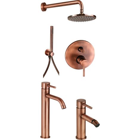 Ensemble de salle de bain complet avec mitigeur de bidet haut et ensemble de douche en cuivre Pollini Jessy KITJES4RA (1/5)