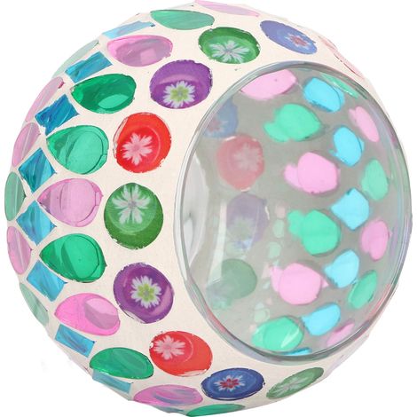 Porte-bougie en verre coloré à effet mosaïque pour thé lumineux - Idéal décoration intérieure, événements et cadeaux fête (1/5)