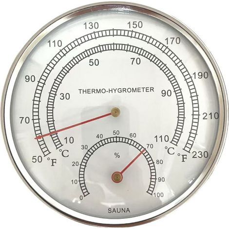 Thermomètre et hygromètre pour sauna, argent-Il peut mesurer la température et l'humidité.-Convient aux hammams et saunas (1/5)