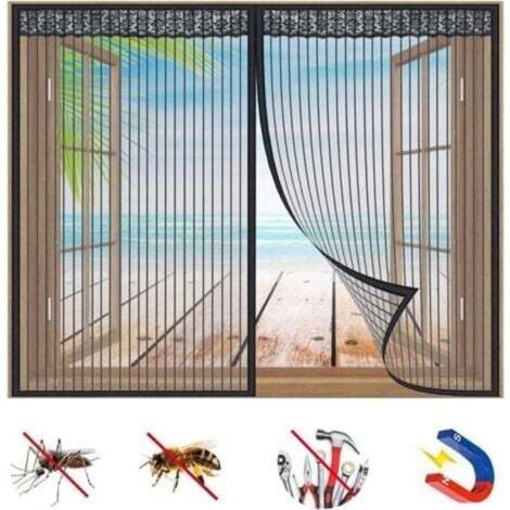 Moustiquaire Fenêtre Magnétique, Rideau De Fenêtre Pour Prévenir Moustiques Et Insectes, Fermeture Automatique Adsorption Magnétique, Pour Fenêtres Ou Porte-Black-B 47x47inch(120x120cm) (1/4)