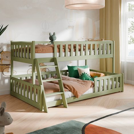 Etagenbett 90-120x200 am Boden inkl. Lattenroste Léane Olive (1/3)