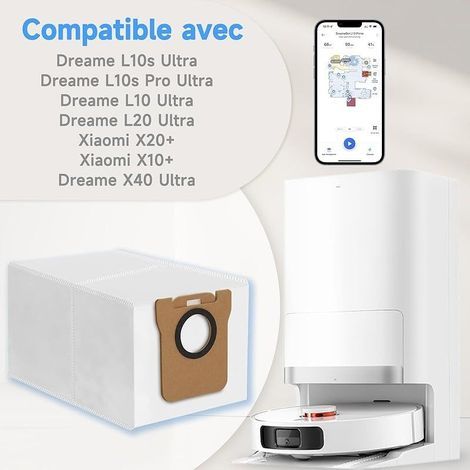 12 Pcs Sac Aspirateur pour Dreame L10s Ultra / L10 Ultra / L20 Ultra/Xiaomi X10+ /Xiaomi X20+ Aspirateur,Sac à poussière de Recha (1/4)