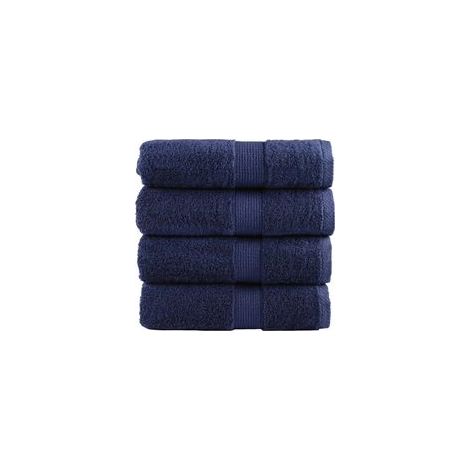 Gants de toilette haut de gamme SOLUND, lot de 4, bleu marine, 30 x 30 cm, 600 g/m² - Crezuo (1/4)