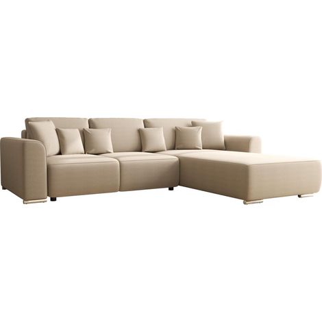 Divano letto angolare e reversibile in Tessuto Beige - MELTANA (1/4)