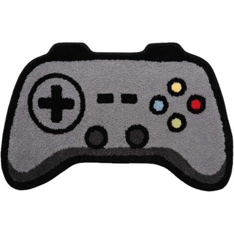 Tapis de jeu mignon avec console de jeu de dessin animé, manette de jeu, tapis de sol, antidérapant, extra doux, absorbant, lavable en machine, tapis de salle de jeux, tapis de douche, tapis de (1/4)