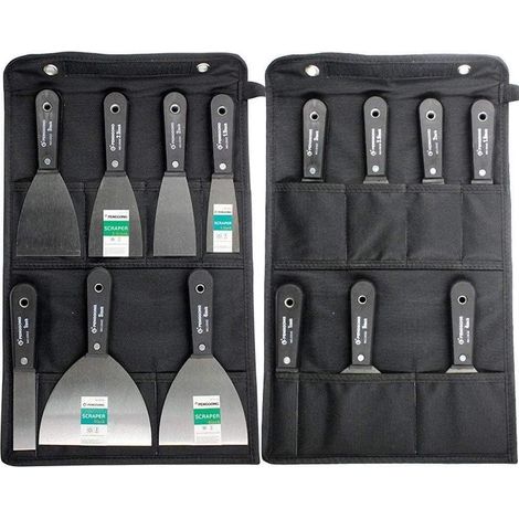 Couteaux à Enduire Jeu de Spatules en Acier Ensemble de Couteaux à Mastic Lot de 7 pièces Avec Sac De Rangement Grattoir Mural Poignée En Plastique Antidérapant (1/5)