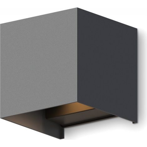 Applique murale LED Bari - Cube - Éclairage LED haut et bas - Angle de faisceau réglable - 7 W - Éclairage de jardin - Design moderne - Lumière blanc chaud - Usage intérieur et extérieur - Anthracite (1/5)