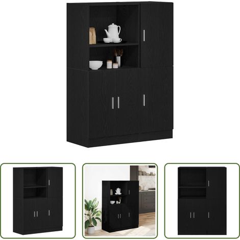 Küchenmöbel - 2-tlg. Küchenschrank-Set Schwarz Holzwerkstoff (1/5)