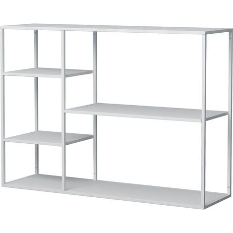Scaffale dal design senza tempo per soggiorno o camera da letto mobile contenitore indipendente 120 x 35 x 87,5 cm metallo bianco 030011141