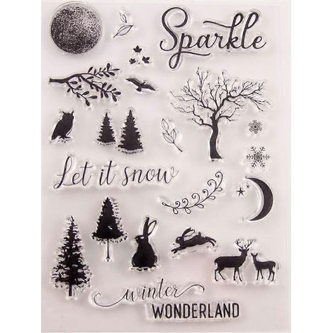 Silikonstempel mit Baum-, Hasen- und Hirschmotiven für Scrapbooking und Valentinstagskarten (1/5)