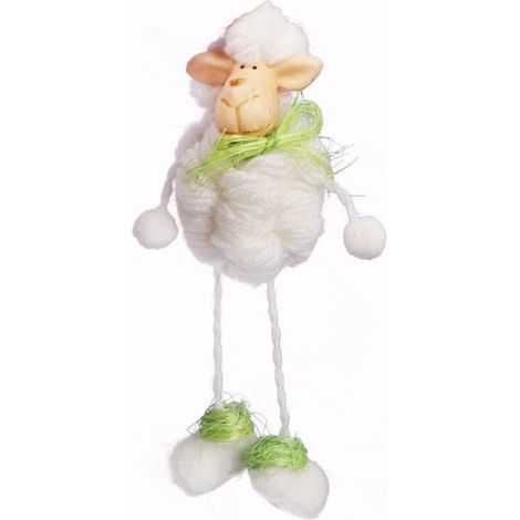 Osterlamm aus Wolle, weiß, dekorative Figur mit herabhängenden Beinen, 18 cm (1/2)