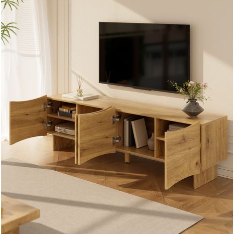 mobile tv 155 cm 4 ante passacavi effetto legno naturale OKMYHOME (1/5)