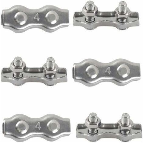 M4 Duplex Cable Tie Clips 304 Stainless Steel Duplex Cable Clamps for Wire Rope Clotheslines Hanging Sun Sails Patio Fixed 6pcs (1/5)