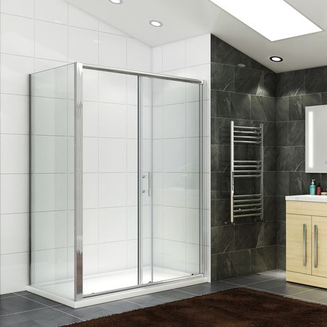 ELEGANT 1200 x 700 mm Modern Sliding Shower Cubicle Door Bathroom Shower Enclosure with Side Panel (1/5)