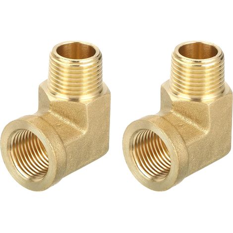 Raccord de Tuyau en Laiton 90 Degrés Coude 3/8" NPT 2Pcs (1/5)