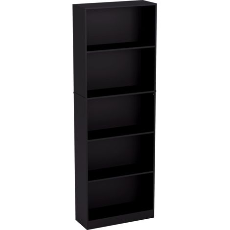 Cambridge 5 Tier Extra Large Bookcase Shelving Storage Unit, Black (1/5)
