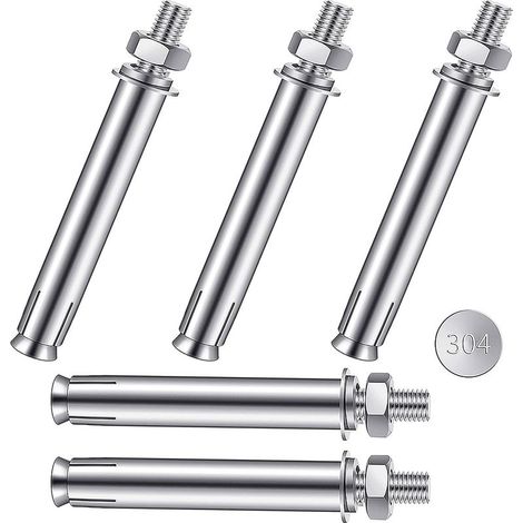 Lot de 5 vis d'ancrage M10 x 100 mm en acier inoxydable pour charges lourdes Vis d'expansion pour la construction murale (1/5)