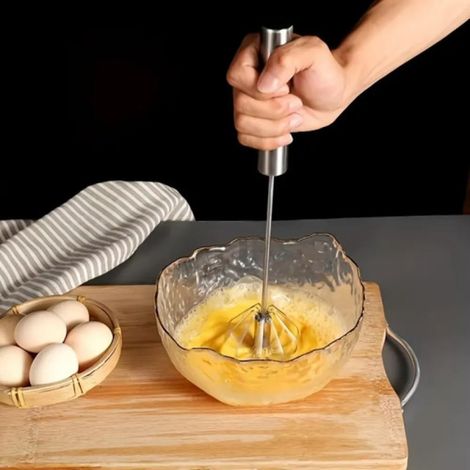 Fouet à œufs manuel Irovami en acier inoxydable pour la préparation des repas et la pâtisserie - Mini-mixeur durable pour fouetter les œufs - 1 pièce indispensable en cuisine (1/2)