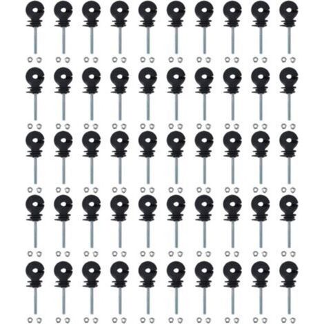 50 isolateurs vissés pour clôture électrique – Accessoires pour clôtures agricoles, compatibles avec tubes carrés, ronds et profilés en angle