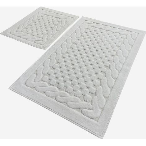 Set rutschfeste Badematten aus Baumwolle 2-teilig Bambi - Ecrù (1/5)