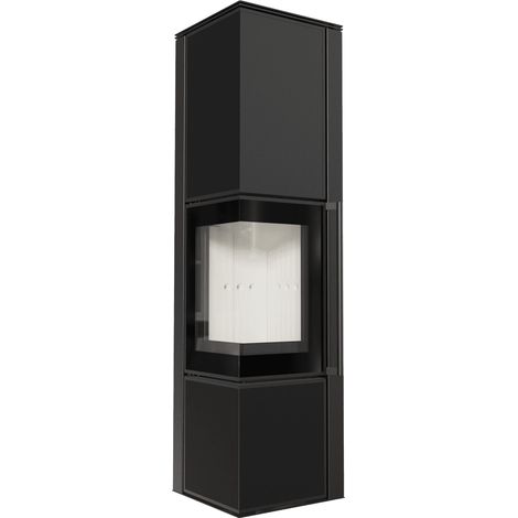 Kaminofen aus Stahl KRATKI TORA/L 8 kW Ø 150 Quarzsinter Nero Assoluto mit Türfeder (1/5)