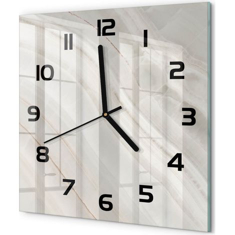 Horloge Murale Carrée Décoration Murale Verre Trempé Design Artistique Texture de marbre 30x30 cm (1/5)